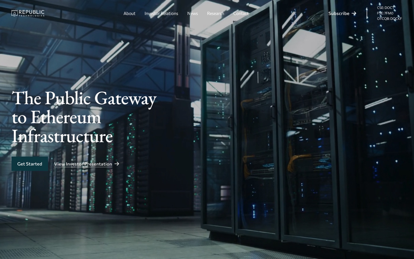 Screenshot of the Republic Technologies website homepage
