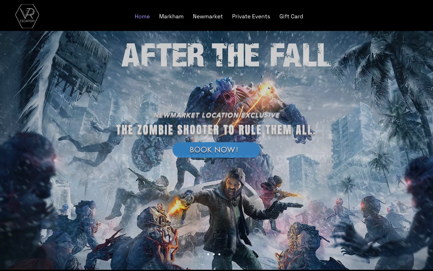 Screenshot of the VR Escapism website homepage
